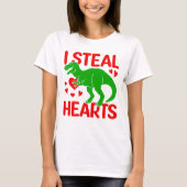 Green Dinosaur Valentijn I Steal Hearts T-shirt (Voorkant)