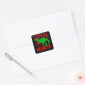 Green Dinosaur Valentijn I Steal Hearts Vierkante Sticker (Envelop)