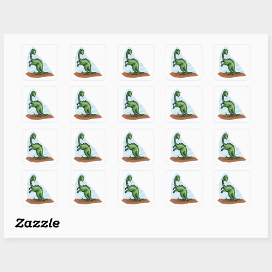 Green Dinosaur Vierkante Sticker (Vel)