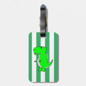 Green Dinosaur White Green Stripes Bagagelabel (Achterkant verticaal)