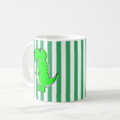 Green Dinosaur White Green Stripes Koffiemok (Voorkant links)