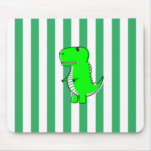 Green Dinosaur White Green Stripes Muismat