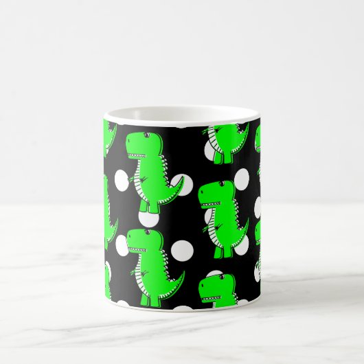 Green Dinosaur White Polka Dot Pattern Koffiemok (Center)
