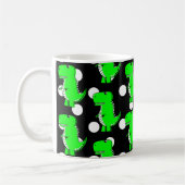 Green Dinosaur White Polka Dot Pattern Koffiemok (Links)