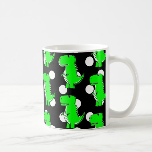 Green Dinosaur White Polka Dot Pattern Koffiemok (Rechts)