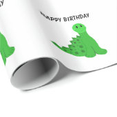 Green Dinosaurs Birthday Theme Cadeaupapier (Rol Hoek)