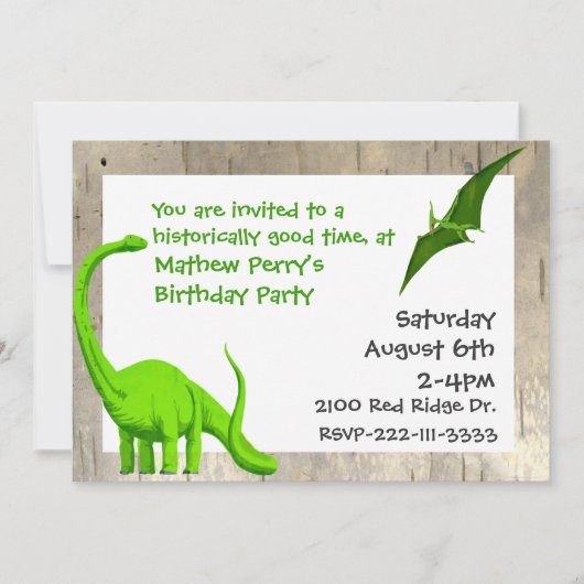 Green Dinosaurs Birthday Uitnodiging (Voorkant)