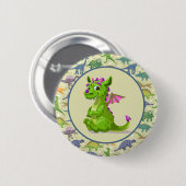Green Dinosaurs Ronde Button 5,7 Cm (Voorkant /achterkant)