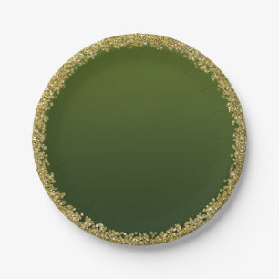 Green Dipped Gold Glitter Glam Sparkle Party Papieren Bordje
