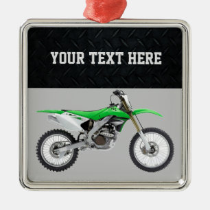 Green Dirt Bike Sports Boy KerstBoy Metalen Ornament