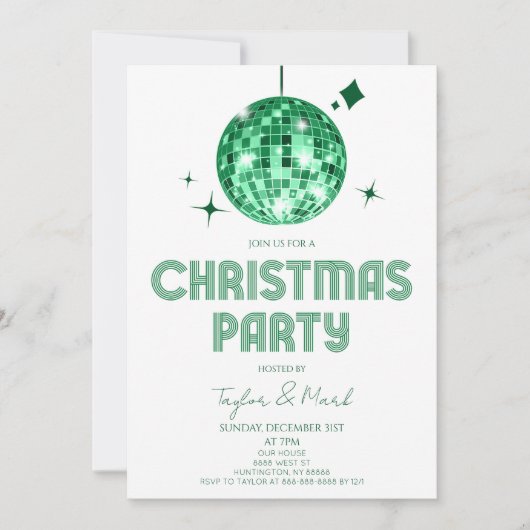 Green Disco Ball juicht kerstfeest toe Kaart (Voorkant)