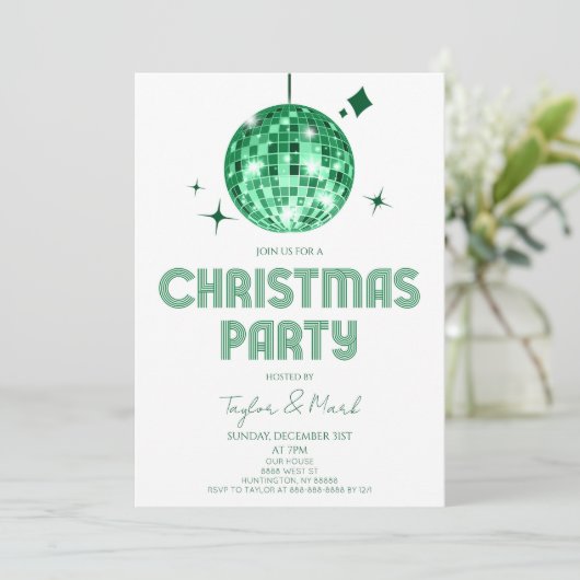 Green Disco Ball juicht kerstfeest toe Kaart (Staand voorkant)