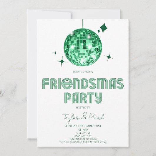 Green Disco Ball juicht vriendjesfeest toe Kaart (Voorkant)