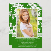 Green Distinction Photo Birthday Invitation Kaart (Voorkant / Achterkant)