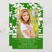 Green Distinction Photo Birthday Invitation Kaart (Voorkant / Achterkant)