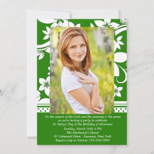 Green Distinction Photo Birthday Invitation Kaart