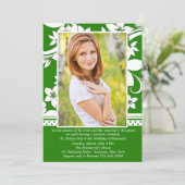 Green Distinction Photo Birthday Invitation Kaart (Staand voorkant)