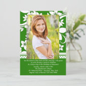 Green Distinction Photo Birthday Invitation Kaart (Staand voorkant)