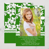 Green Distinction Photo Birthday Invitation Kaart (Voorkant / Achterkant)