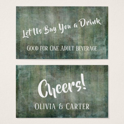 Green Distressed Wood Rustic  Drink Tickets Visitekaartjes (Voorkant /achterkant)