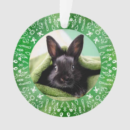 Green DIY Black Rabbit Holiday Tree Ornament (voorkant)