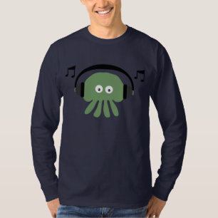 Green DJ Jellyfish & Musical Notes  T-shirt