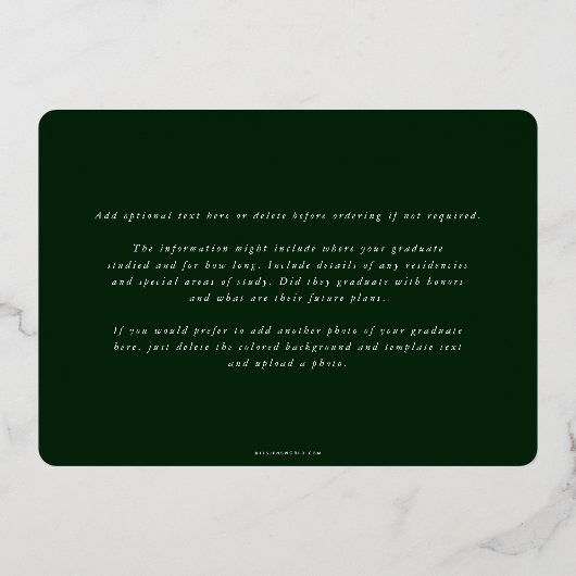 Green DO Asclepius Afstuderen Foto aankondiging (Achterkant)