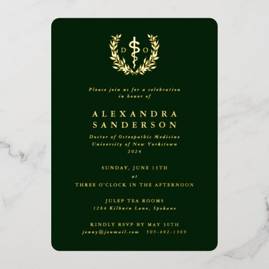 Green Doctor in de osteopathische geneeskunde Afst Folie Uitnodiging (Voorkant)