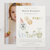 Green Dog Any Age Birthday Photo Party nodigt uit Bedankkaart (Voorkant / Achterkant)