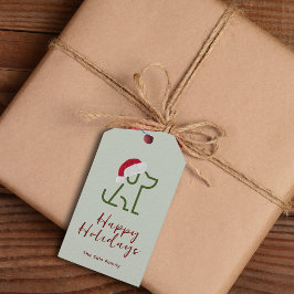 Green Dog Outline Het dragen van een Santa Hat Gif Cadeaulabel