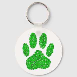 Green Dog Paw Print Sleutelhanger
