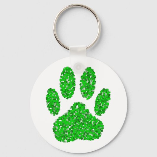 Green Dog Paw Print Sleutelhanger (Voorkant)