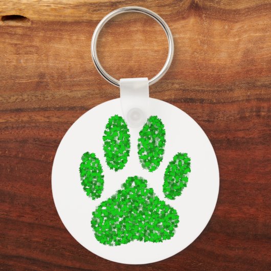 Green Dog Paw Print Sleutelhanger (Voorkant)
