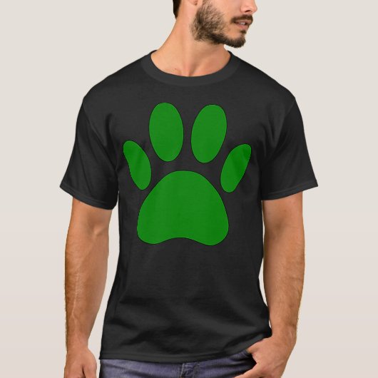 Green Dog Paw Print T-shirt (Voorkant)