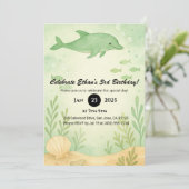 Green Dolphin & Undersea Garden Birthday Kaart (Staand voorkant)