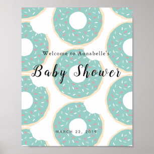 Green Donut Baby shower Welcome Sign Poster