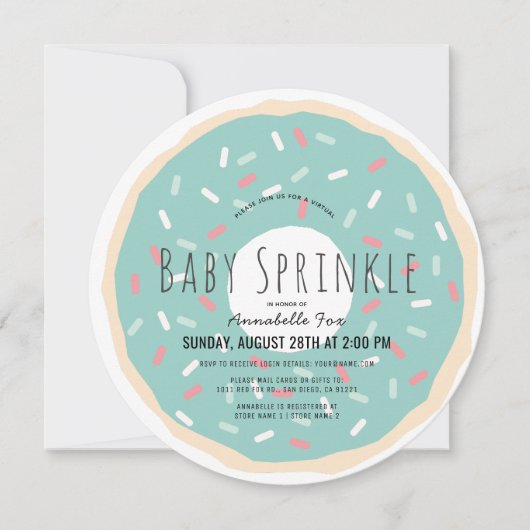Green Donut Virtual Baby Sprinkle Shower Kaart (Voorkant)
