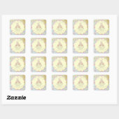 GREEN donuts pastel babyshower BUNNY cute Vierkante Sticker (Vel)