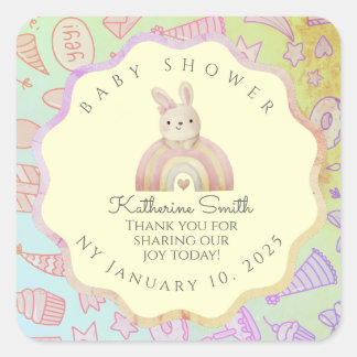 GREEN donuts pastel babyshower BUNNY cute Vierkante Sticker