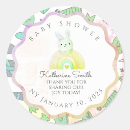 GREEN donuts pastel babyshower BUNNY  Ronde Sticker