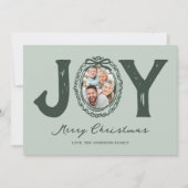 Green Doodle Joy Foto Kerstmis Feestdagenkaart (Voorkant)