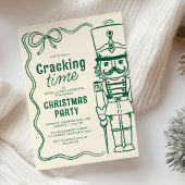 Green Doodle Nutcracker Christmas Holiday Party Kaart