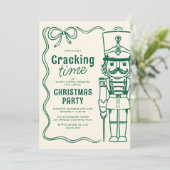 Green Doodle Nutcracker Christmas Holiday Party Kaart (Staand voorkant)