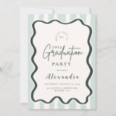 Green Doodle Wavy Lijst Afstuderen Kaart (Voorkant)