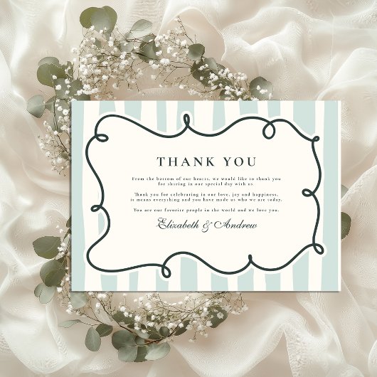 Green Doodle Wavy Lijst Wedding Bedankkaart