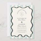 Green Doodle Wavy Lijst Wedding Kaart (Voorkant)