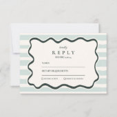 Green Doodle Wavy Lijst Wedding RSVP Kaartje (Voorkant)