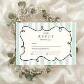 Green Doodle Wavy Lijst Wedding RSVP Kaartje