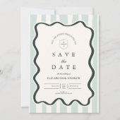Green Doodle Wavy Lijst Wedding Save The Date (Voorkant)