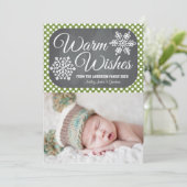 Green Dot Chalkboard Snowflake Holiday Fotokaart Feestdagenkaart (Staand voorkant)
